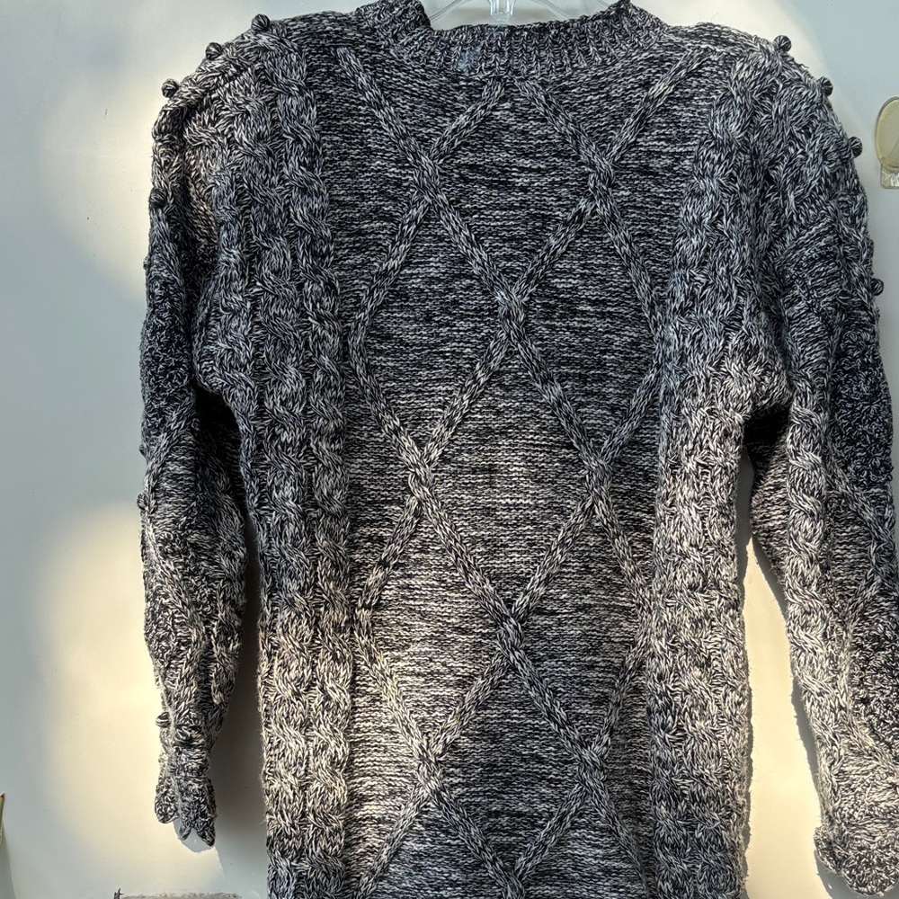 Marled Cable Knit Crewneck Sweater - Charcoal Gray - Picture 4 of 7
